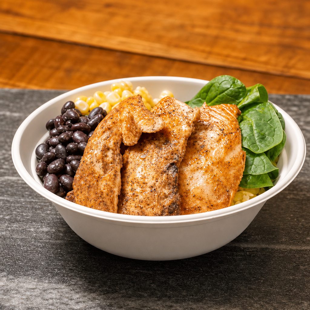 Grilled Salmon Rice Bowl.