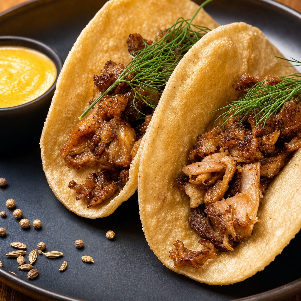 3 Pork Carnitas Tacos.